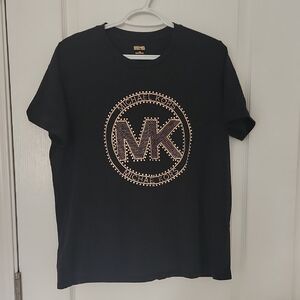 Michael Kors Black Tee with Gold Logo NEW